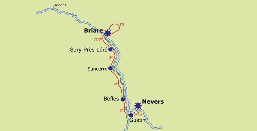 France Loire Valley Nevers To Briare By Bike Boat 2026 OK Cycle FRACTH02map 